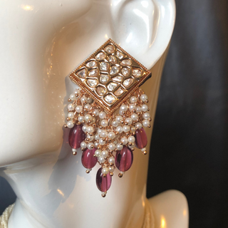 ISHANA Ruby Uncut-Kundan Necklace/Choker Set
