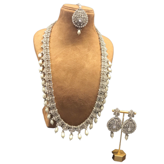 HANIYA Designer Antique Silver Long Haar Set