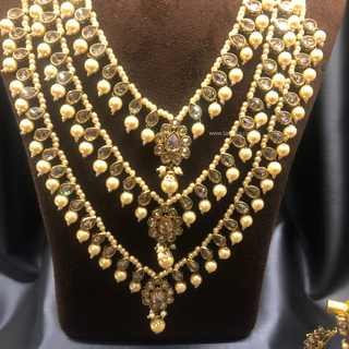 HANIYA 3 Tier Designer Golden Long Haar Set