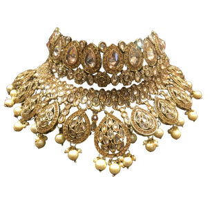 MISHKA Double Choker Necklace Set - Golden