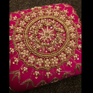 KAIRA Pearly Hot Pink Clutch Bag (Square)