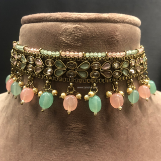 LIYANA Golden (Mint/Baby Pink) Necklace Set