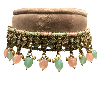 LIYANA Golden (Mint/Baby Pink) Necklace Set