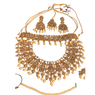 KAIRA Golden Bridal Necklace Set Bundle