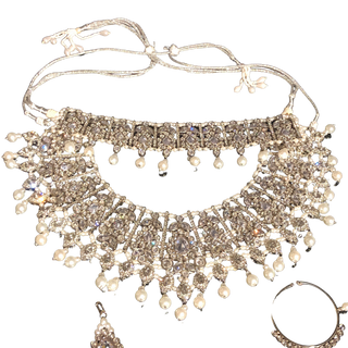KAIRA Silver Bridal Necklace Set Bundle