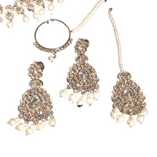 KAIRA Silver Bridal Necklace Set Bundle