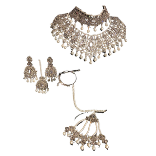 KAIRA Silver Bridal Necklace Set Bundle