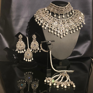 KAIRA Silver Bridal Necklace Set Bundle