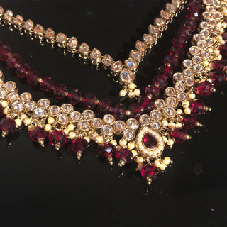 DEEPIKA Heavy Golden/Maroon Bridal Necklace Set Bundle