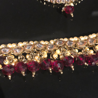DEEPIKA Heavy Golden/Maroon Bridal Necklace Set Bundle