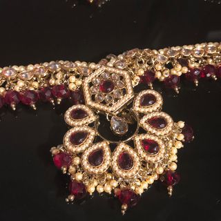 DEEPIKA Heavy Golden/Maroon Bridal Necklace Set Bundle