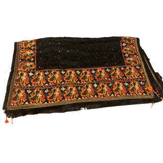 RRBLK01 Midnight Black Dhula-Dhulan Phulkari Dupatta