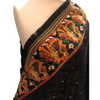 RRBLK01 Midnight Black Dhula-Dhulan Phulkari Dupatta