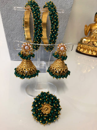 RANG-DE Pearl Necklace Set (Necklace, Earrings) - Emerald Green