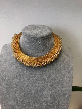 RANG-DE Pearl Necklace Set (Necklace, Earrings) - Golden