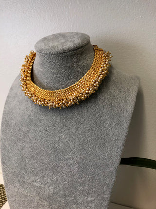 RANG-DE Pearl Necklace Set (Necklace, Earrings) - Golden