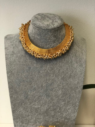 RANG-DE Pearl Necklace Set (Necklace, Earrings) - Golden