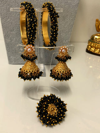 RANG-DE Pearl Necklace Set (Necklace, Earrings) - Black