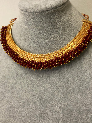 RANG-DE Pearl Necklace Set (Necklace, Earrings) - Maroon