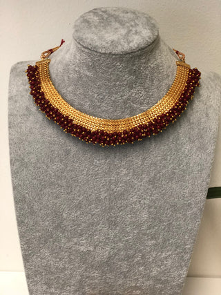 RANG-DE Pearl Necklace Set (Necklace, Earrings) - Maroon