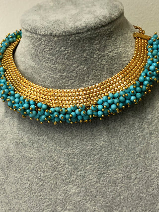 RANG-DE Pearl Necklace Set (Necklace, Earrings) - Turquoise