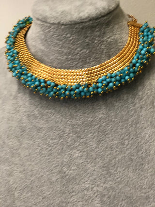 RANG-DE Pearl Necklace Set (Necklace, Earrings) - Turquoise