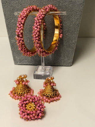 RANG-DE Pearl Necklace Set (Necklace, Earrings) - Baby Pink