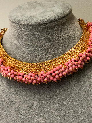 RANG-DE Pearl Necklace Set (Necklace, Earrings) - Baby Pink