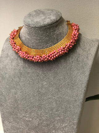 RANG-DE Pearl Necklace Set (Necklace, Earrings) - Baby Pink