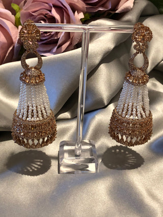 American Diamond Style Earrings - Rose Gold