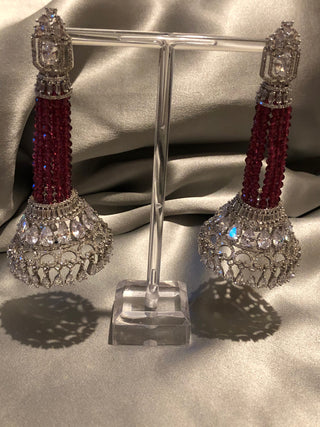 American Diamond Style Statement Earrings - Silver/Rose (Limited Edition)