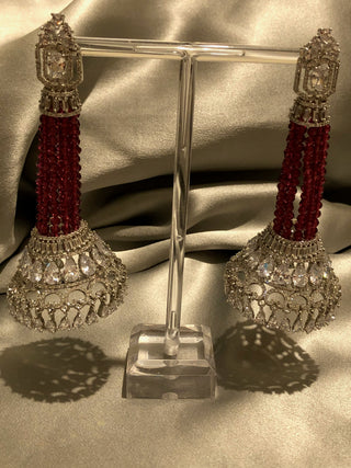 American Diamond Style Statement Earrings - Silver/Rose (Limited Edition)