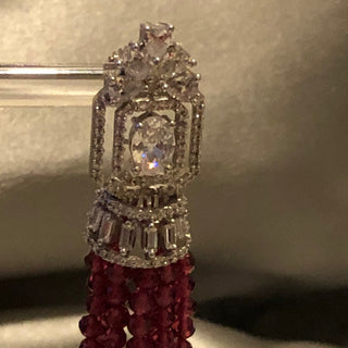 American Diamond Style Statement Earrings - Silver/Rose (Limited Edition)