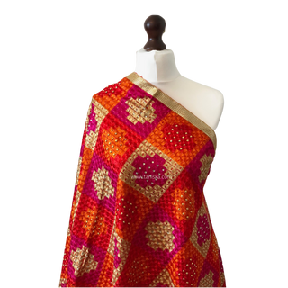 Orange / Pink Combo GHENA Phulkari Dupatta
