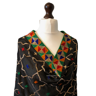 Midnight Black JHAANVI Phulkari Dupatta