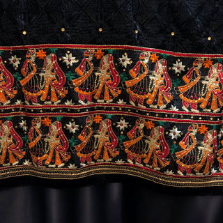 RRBLK01 Midnight Black Dhula-Dhulan Phulkari Dupatta