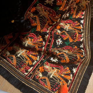 RRBLK01 Midnight Black Dhula-Dhulan Phulkari Dupatta