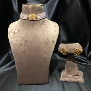 SIMPLE Choker Necklace Set - Pastel Blush Pink
