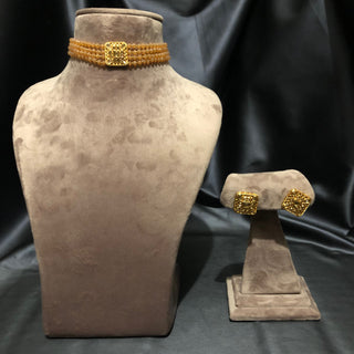 SIMPLE Choker Necklace Set - Peach