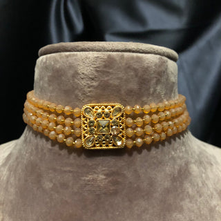 SIMPLE Choker Necklace Set - Peach