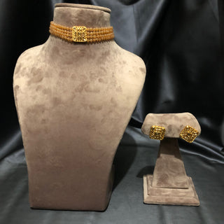 SIMPLE Choker Necklace Set - Peach