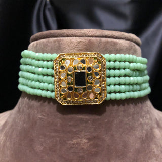 GLASS Choker Necklace Set - Mint
