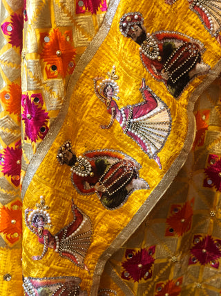 Pink/Yellow Combo RAJA / RANI  Phulkari Dupatta