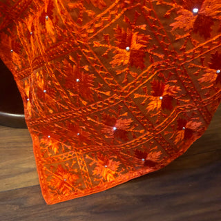 Orange PRINCESS Net Phulkari Dupatta