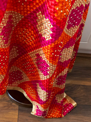 Orange / Pink Combo GHENA Phulkari Dupatta
