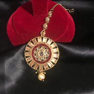 NISHA Earring & Tikka Set - Red