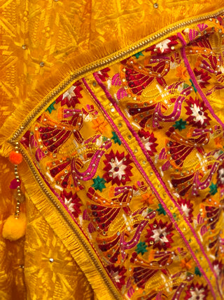 RRYEL01 Yellow Dhula-Dhulan Phulkari Dupatta