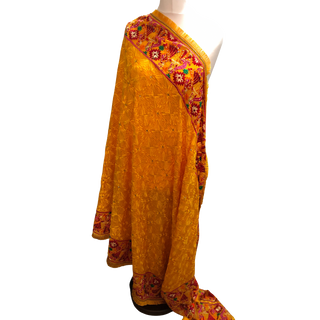 RRYEL01 Yellow Dhula-Dhulan Phulkari Dupatta