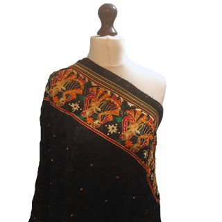 RRBLK01 Midnight Black Dhula-Dhulan Phulkari Dupatta