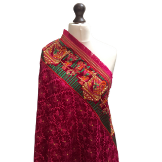 DHOLIPIN01-NOPP Hot Pink DHOLI Punjabi Phulkari Dupatta